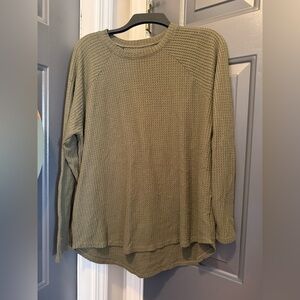 American Eagle Olive Waffle Knit Top